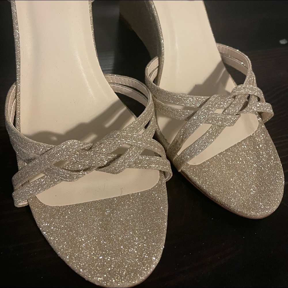 Gold sparkle shoes - sandals with heels
